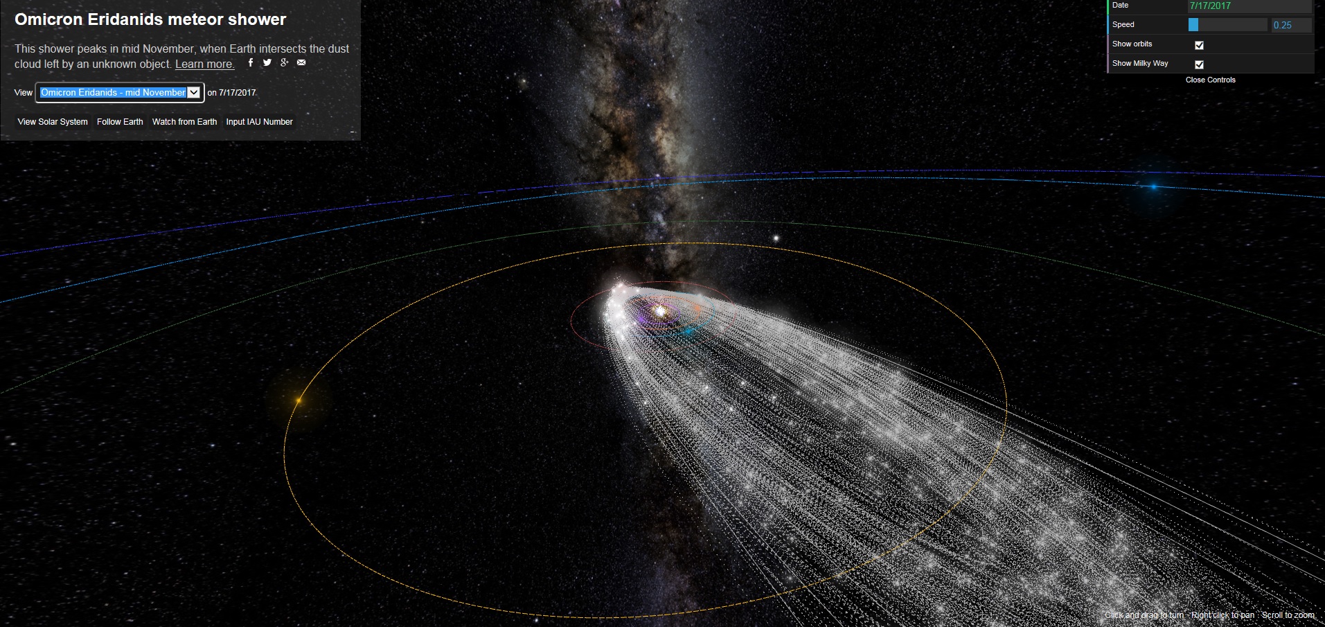 Meteor Showers: Visualizador de Meteoritos