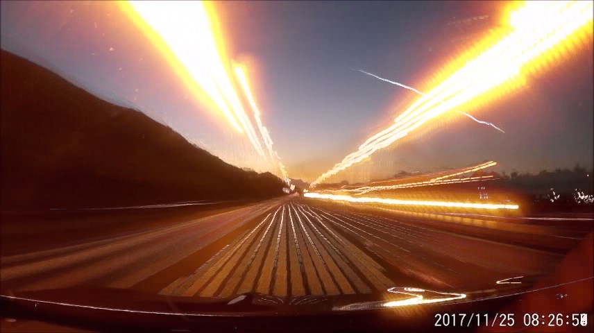 Fig. 4: A video clip of the fireball 20171125_071306 from a dashboard camera in the car, M4 highway near Port Talbot. Author: Mark Lemon