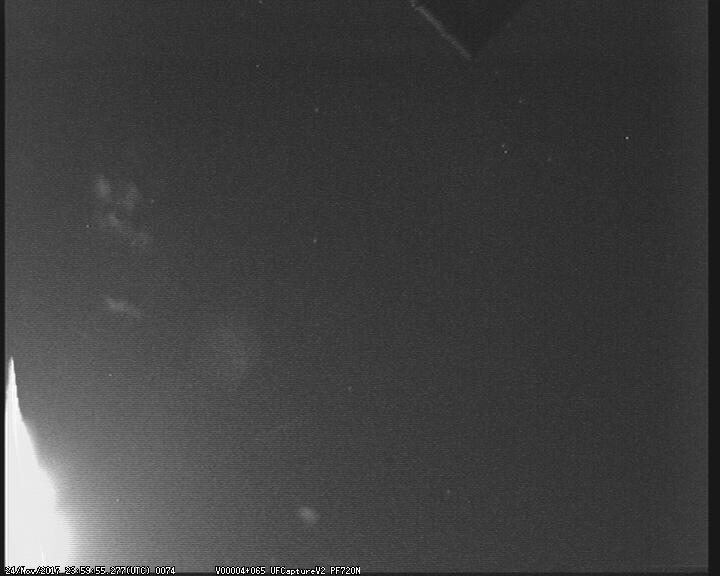 Fig. 2: A video clip of the fireball 20171124_235955 from the station, Church Crookham. Author: UKMON, Peter Campbell-Burns